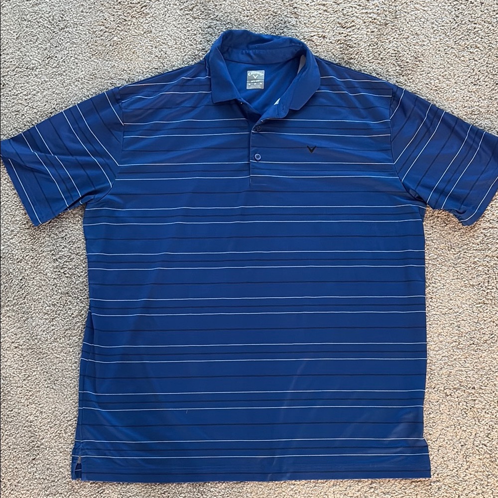 Callaway Blue Striped Polo Shirt